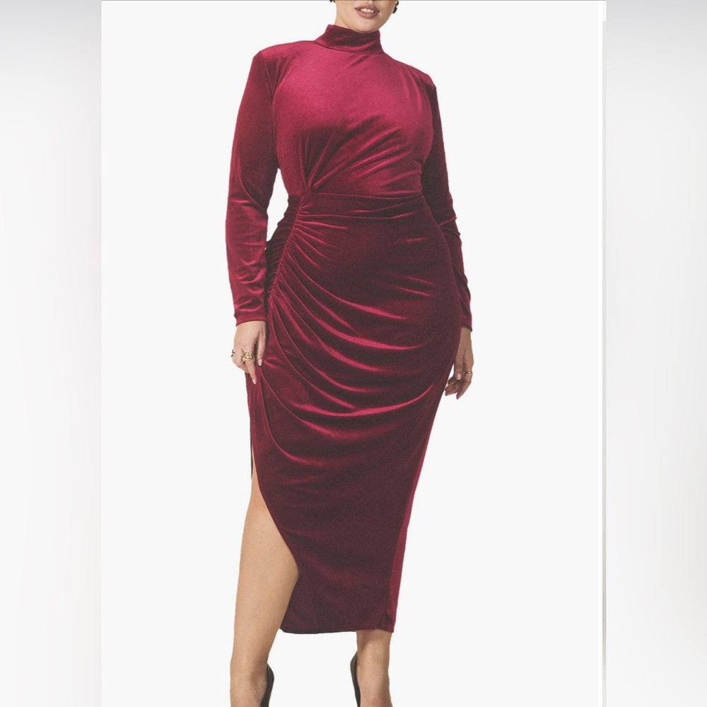 ELOQUII Burgundy Velvet Dress
